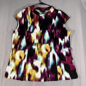 Worthington Woman Shirt Womens 2X Multicolor Abstract Sleeveless Stretch Top